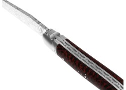Couteau Laguiole collection damas avec un manche en bois d'amourette et 2 mitres inox image 1