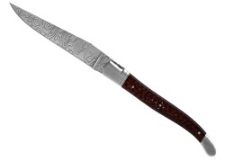 Couteau Laguiole collection damas avec un manche en bois d'amourette et 2 mitres inox image 2