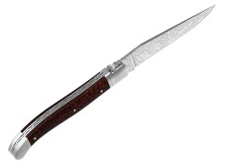 Couteau Laguiole collection damas avec un manche en bois d'amourette et 2 mitres inox image 3