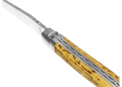 Couteau Laguiole collection damas avec un manche en bois de bouleau et 2 mitres inox image 1
