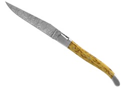 Couteau Laguiole collection damas avec un manche en bois de bouleau et 2 mitres inox image 2