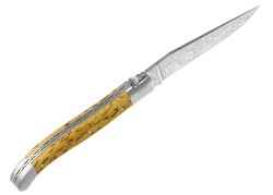Couteau Laguiole collection damas avec un manche en bois de bouleau et 2 mitres inox image 3