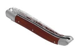 Couteau Laguiole collection damas avec un manche en bois de corail et 2 mitres inox image 5