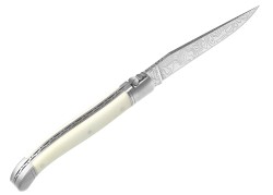 Couteau Laguiole collection damas avec un manche en os de bovin et 2 mitres inox image 3