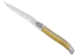 Couteau Laguiole collection damas avec un manche en buis et 2 mitres inox image 1