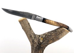 Rounded Laguiole Knife, Ebony and Sicilian Olivewood handle image 2