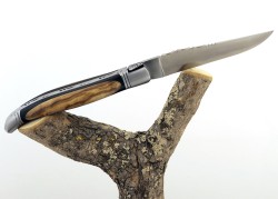 Rounded Laguiole Knife, Ebony and Sicilian Olivewood handle image 6