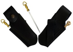 Black belt sheaths leather with blade sharpening rifle image 1