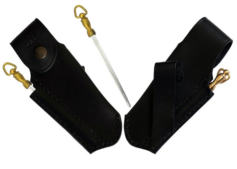 Black belt sheaths leather with blade sharpening rifle image 1