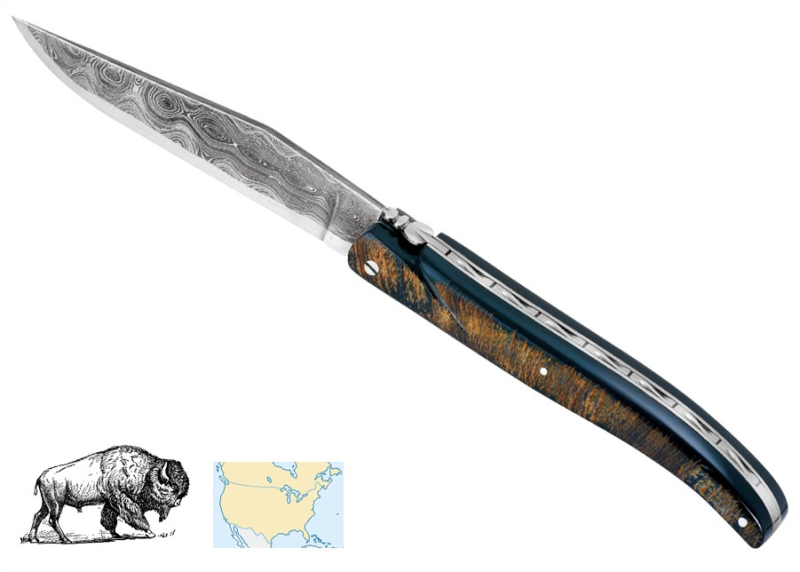 Couteau Laguiole, Damas forgée, manche en Corne de Buffle image 1