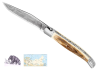 Laguiole Knife Ivory Crust of Mammoth's Handle, Damascus Blade image 1