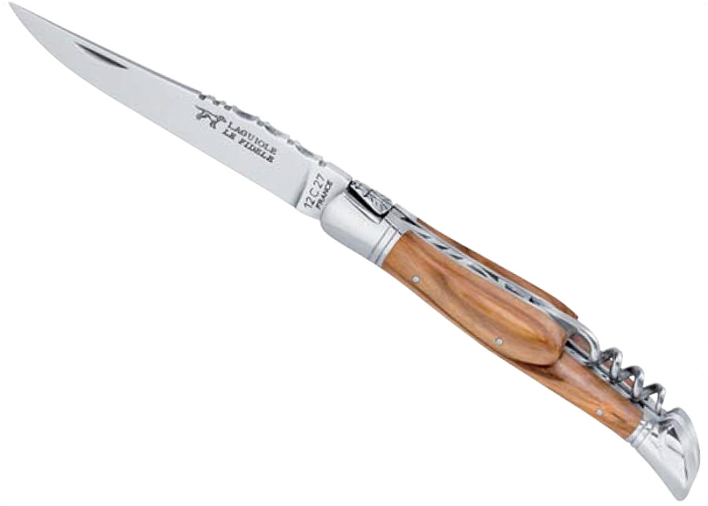 Rounded Laguiole, corkscrew, oliver wood, stainless steel image 1