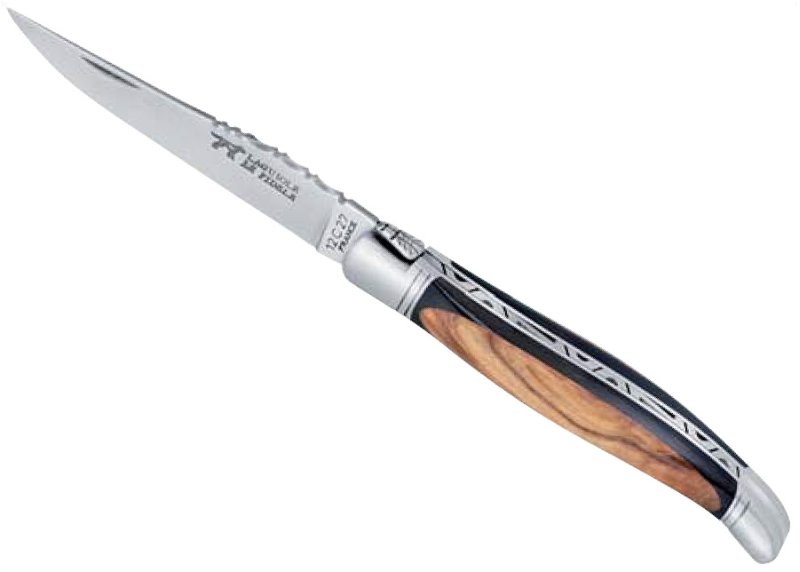 Rounded Laguiole Knife, Ebony and Sicilian Olivewood handle image 1