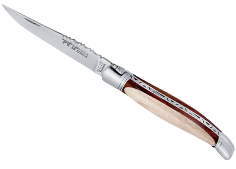 Rounded Laguiole Knife Cocobolo wood and Wavy Maple wood handle image 1
