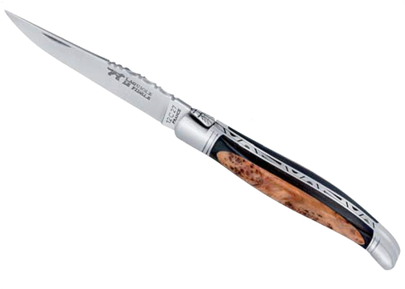 Rounded Laguiole Knife, Ebony and Juniper tree wood handle image 1