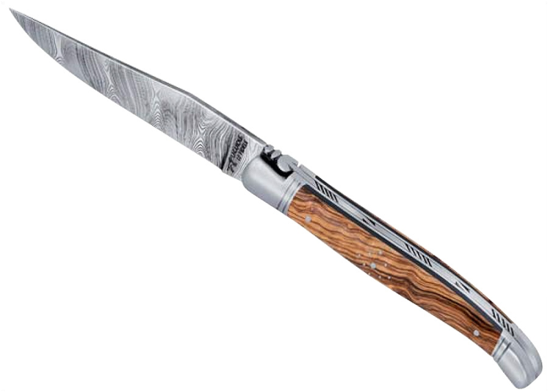 Couteau Laguiole avec une lame forgée Damas Manche en olivier image 1