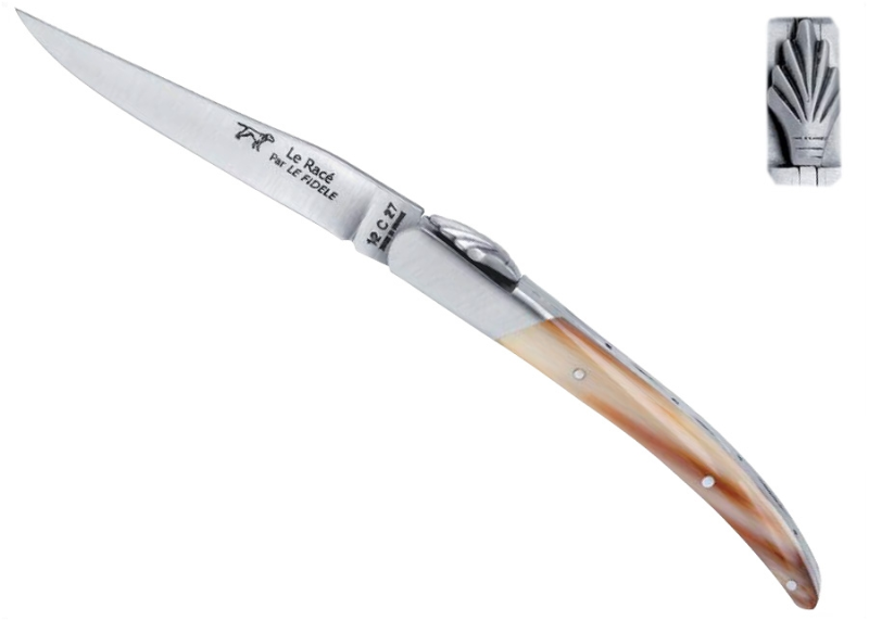 Race knife with its Natural Blond Horn Tip Handle image 1