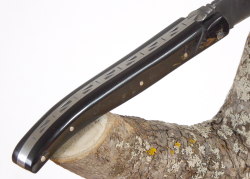 Forged laguiole knife, Buffalo Horn Crust Handle, Raw Tempered Blade image 7