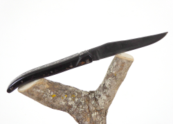 Forged laguiole knife, Buffalo Horn Crust Handle, Raw Tempered Blade image 11