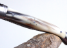 Laguiole Knife with Damascus Blade, Blond Horn tip handle image 6