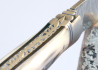 Laguiole Knife with Damascus Blade, Blond Horn tip handle image 10