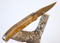 Laguiole de Chasse Forgé, Plein Manche en Bois d'Olivier image 1